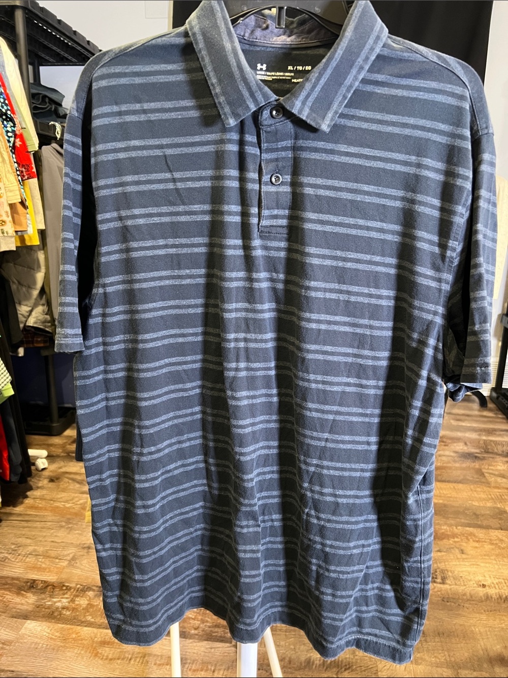 Under Armour Men’s black grey Striped Performance Polo
